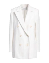 Harris Wharf London Woman Blazer White Size 10 Linen, Cotton In White