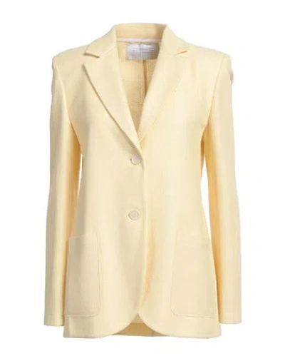 Harris Wharf London Woman Blazer Yellow Size 10 Linen, Cotton