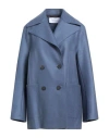 Harris Wharf London Woman Coat Blue Size 8 Virgin Wool