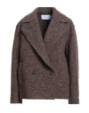 Harris Wharf London Woman Coat Chocolate Brown Size 8 Wool In Gray