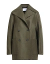 Harris Wharf London Woman Coat Military Green Size 6 Virgin Wool In Green