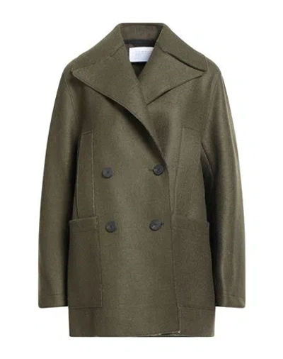 Harris Wharf London Woman Coat Military Green Size 6 Virgin Wool