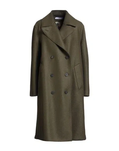 Harris Wharf London Woman Coat Military Green Size 6 Virgin Wool In Multi