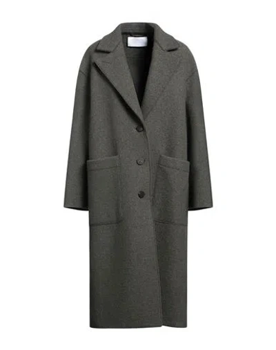 Harris Wharf London Woman Coat Military Green Size 8 Virgin Wool In Gray