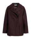 Harris Wharf London Woman Coat Plum Size 10 Virgin Wool In Burgundy