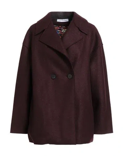 Harris Wharf London Woman Coat Plum Size 10 Virgin Wool In Burgundy