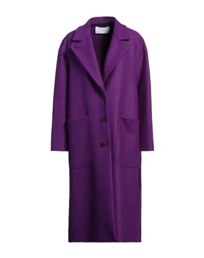 Harris Wharf London Woman Coat Purple Size 6 Virgin Wool