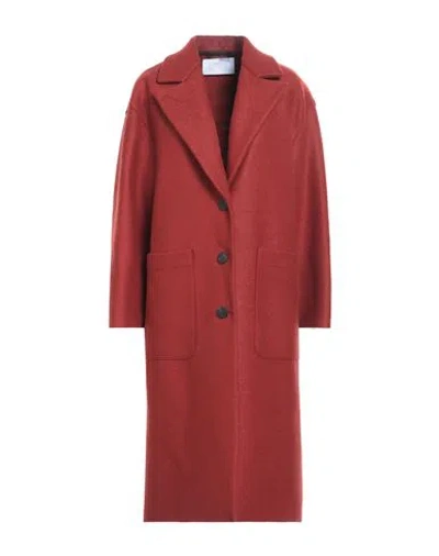 Harris Wharf London Woman Coat Rust Size 8 Virgin Wool In Red