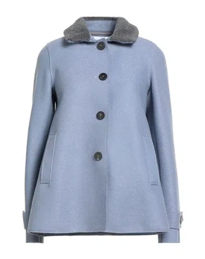 Harris Wharf London Woman Coat Sky Blue Size 4 Virgin Wool In Multi