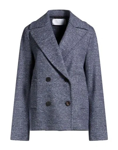Harris Wharf London Woman Coat Slate Blue Size 6 Virgin Wool, Silk, Cotton, Viscose