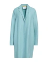 Harris Wharf London Woman Coat Turquoise Size 8 Virgin Wool In Blue