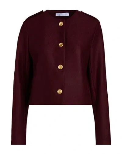 Harris Wharf London Woman Jacket Burgundy Size 6 Virgin Wool In Pink