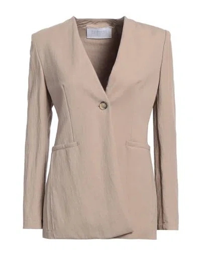 Harris Wharf London Woman Jacket Khaki Size 4 Viscose, Polyamide In Beige