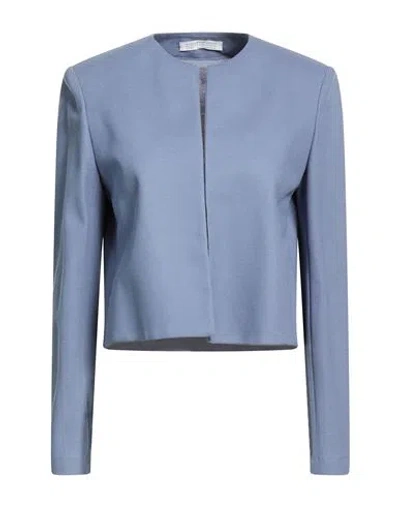 Harris Wharf London Woman Jacket Slate Blue Size 6 Cotton