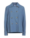 Harris Wharf London Woman Jacket Slate Blue Size 8 Viscose, Polyamide