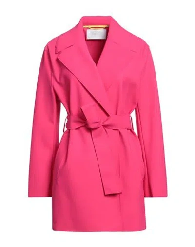 Harris Wharf London Woman Overcoat & Trench Coat Fuchsia Size 6 Polyamide, Ecovero Viscose In Pink