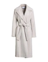 Harris Wharf London Woman Overcoat & Trench Coat Off White Size 8 Wool, Silk, Cotton, Viscose In Gray