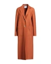 Harris Wharf London Woman Overcoat & Trench Coat Rust Size 8 Virgin Wool In Brown