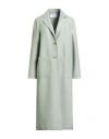 Harris Wharf London Woman Overcoat & Trench Coat Sage Green Size 10 Virgin Wool