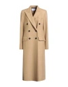 Harris Wharf London Woman Overcoat & Trench Coat Sand Size 6 Virgin Wool, Cashmere In Brown