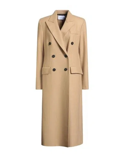 Harris Wharf London Woman Overcoat & Trench Coat Sand Size 6 Virgin Wool, Cashmere In Brown