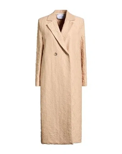 Harris Wharf London Woman Overcoat & Trench Coat Sand Size 8 Cotton, Polyamide, Elastane In Neutral