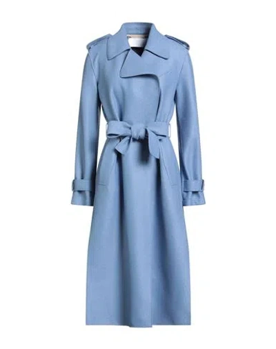 Harris Wharf London Woman Overcoat & Trench Coat Slate Blue Size 6 Virgin Wool