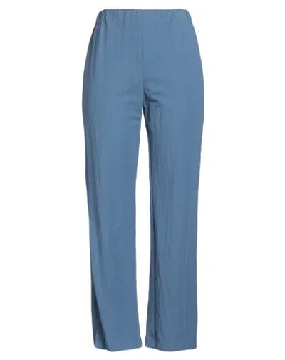 Harris Wharf London Woman Pants Slate Blue Size 12 Viscose, Polyamide