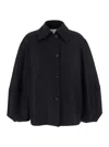 Harris Wharf London Black Jacket With Wide Collar And Balloon Sleeves In Wool Woman In Black