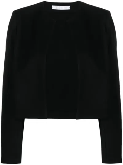 Harris Wharf London Women Collarless Jacket With S. P. Superfine Merino In Black
