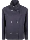 Harris Wharf London Women Cropped Funnel Jacket Pressed Wool In Gray