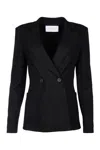Harris Wharf London Women D.b. Blazer With Shoulder Pads Superfine Merino In Black