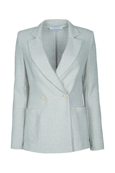 Harris Wharf London Women D.b. Blazer With Shoulder Pads Bicolour Fris In Blue