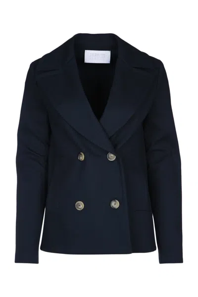Harris Wharf London Women's Diagonal-cut Peacoat Crafted In Loro Piana Fabric In Navyblue