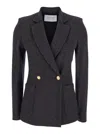 Harris Wharf London Houndstooth Double-breasted Blazer In Gray