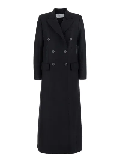 Harris Wharf London Women Double Breasted Coat In Blue