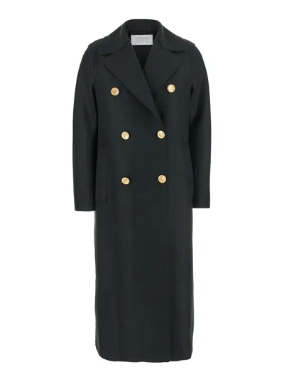 Harris Wharf London Women Double Breasted Golden Buttons Coat In Green