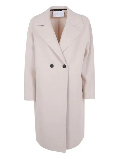 HARRIS WHARF LONDON WOMEN DROPPED SHOULDER DOUBLE BREASTED COAT PRESSE,AC1487MLK 120 ALMOND