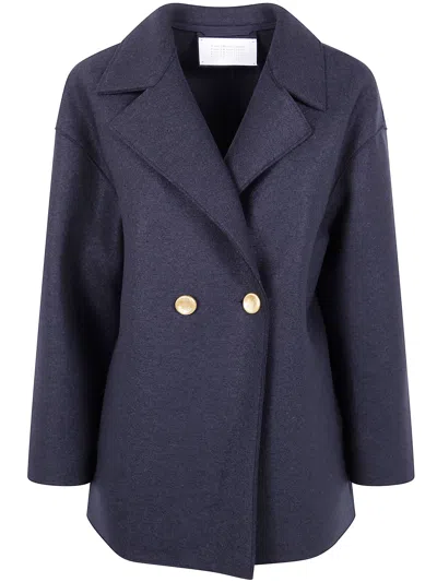 Harris Wharf London Women Dropped Shoulder Double Breasted Jacket Pressed Wool In Blue