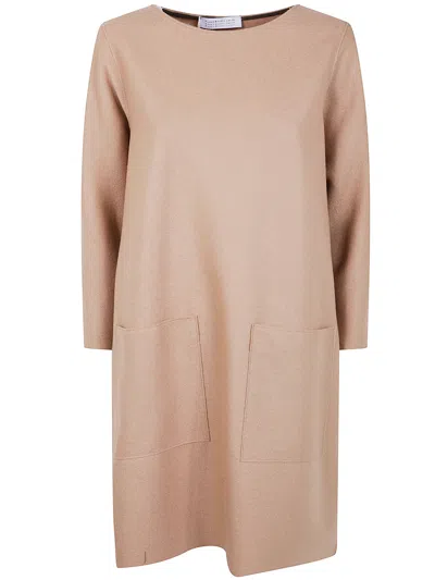 Harris Wharf London Women Geometric Dress With Pockets Light Pressed Wool In Neutral