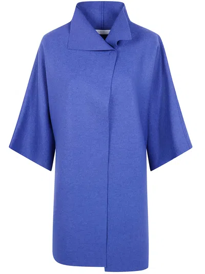 Harris Wharf London Women Kimono Mantle Pressed Wool In Blue