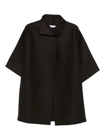 Harris Wharf London Women Kimono Mantle Pressed Wool In Black