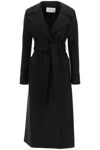 Harris Wharf London Coat With Belted Lapels In Black