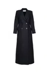 Harris Wharf London Women Long Double Breasted Tailored Coat Pressed W In Black