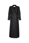 Harris Wharf London Women Long Double Breasted Tailored Coat Pressed W In Black