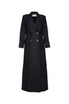 Harris Wharf London Women Long Double Breasted Tailored Coat Pressed Wool Navy Blue In Blue