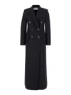Harris Wharf London Black Double-breasted Long Coat With Peak Revers In Wool Woman In Black