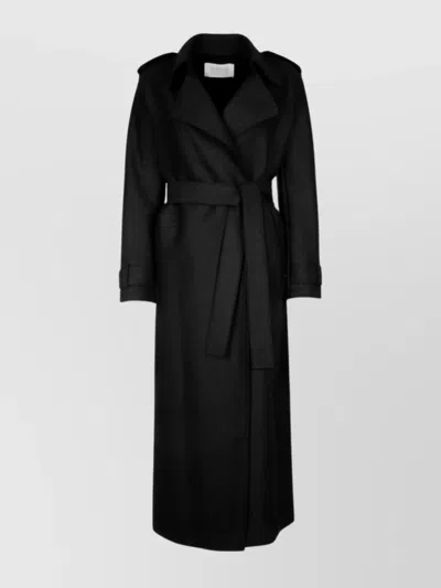 HARRIS WHARF LONDON WOMEN'S LONG DOUBLE STITCHED WOOL TRENCH