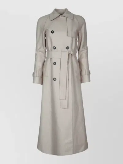Harris Wharf London Women Long Raglan Trench Light Pressed Wool In Gray