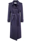 Harris Wharf London Women Long Trench Double Stitching Pressed Wool In Purple